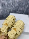 Prada Monolith Crochet Cage Sandals Yellow For Women