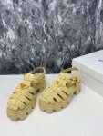 Prada Monolith Crochet Cage Sandals Yellow For Women