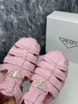 Prada Monolith Crochet Cage Sandals Pink For Women