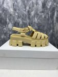 Prada Monolith Crochet Cage Sandals Yellow For Women