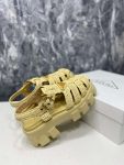 Prada Monolith Crochet Cage Sandals Yellow For Women