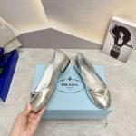 Prada Nappa Ballerinas Silver For Women