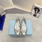 Prada Nappa Ballerinas Silver For Women