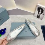 Prada Nappa Ballerinas Silver For Women