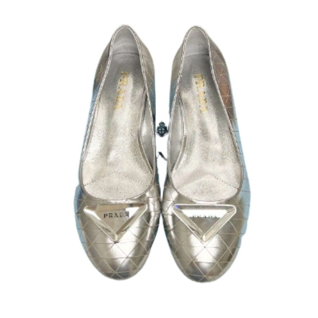 Prada Nappa Ballerinas Silver For Women