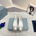 Prada Nappa Ballerinas Silver For Women