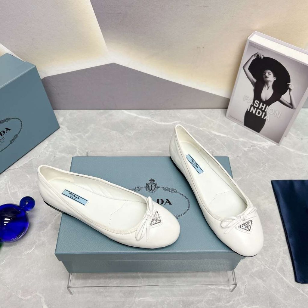 Prada Nappa Ballerinas White For Women