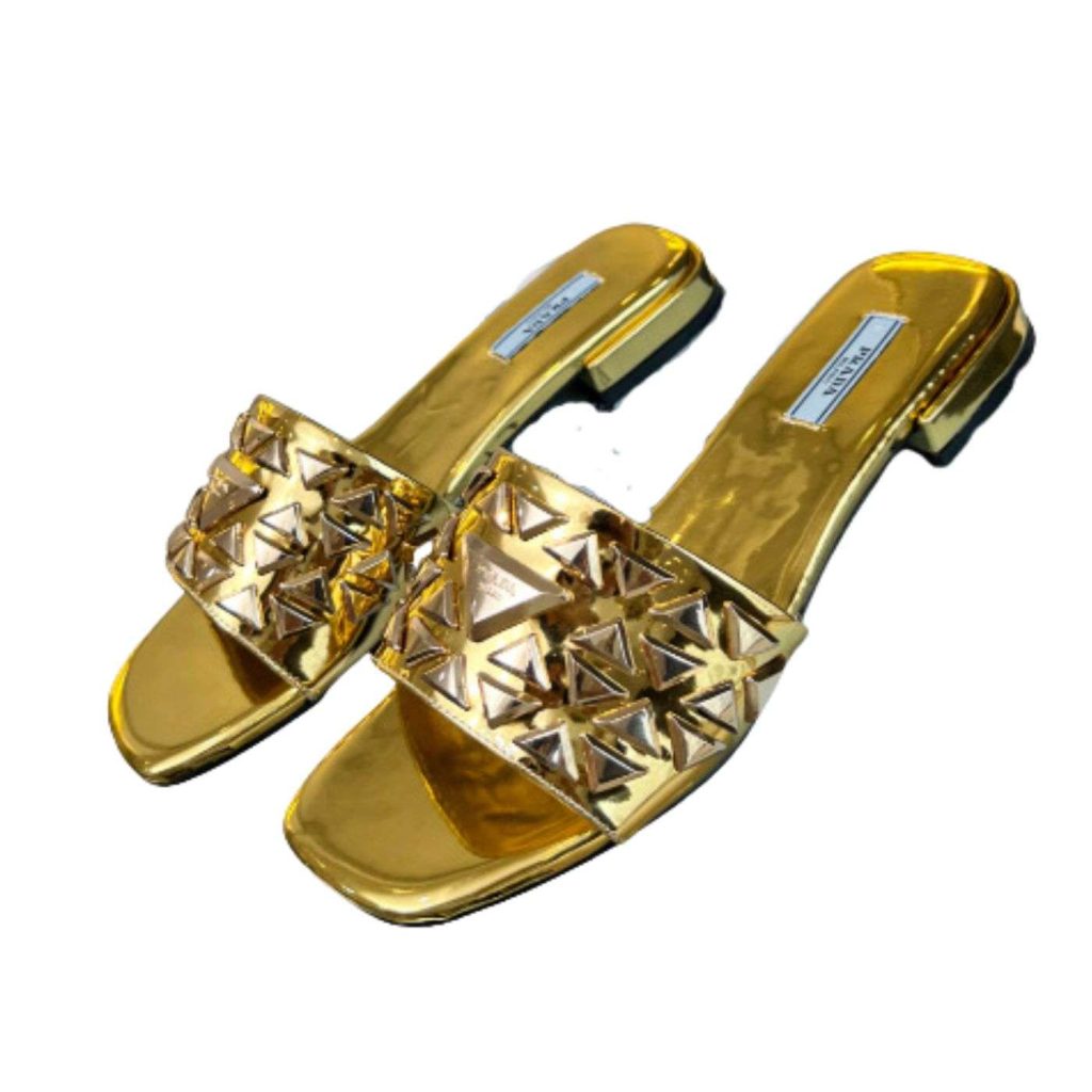 Prada Nappa Slides Gold For Women