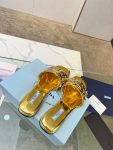 Prada Nappa Slides Gold For Women