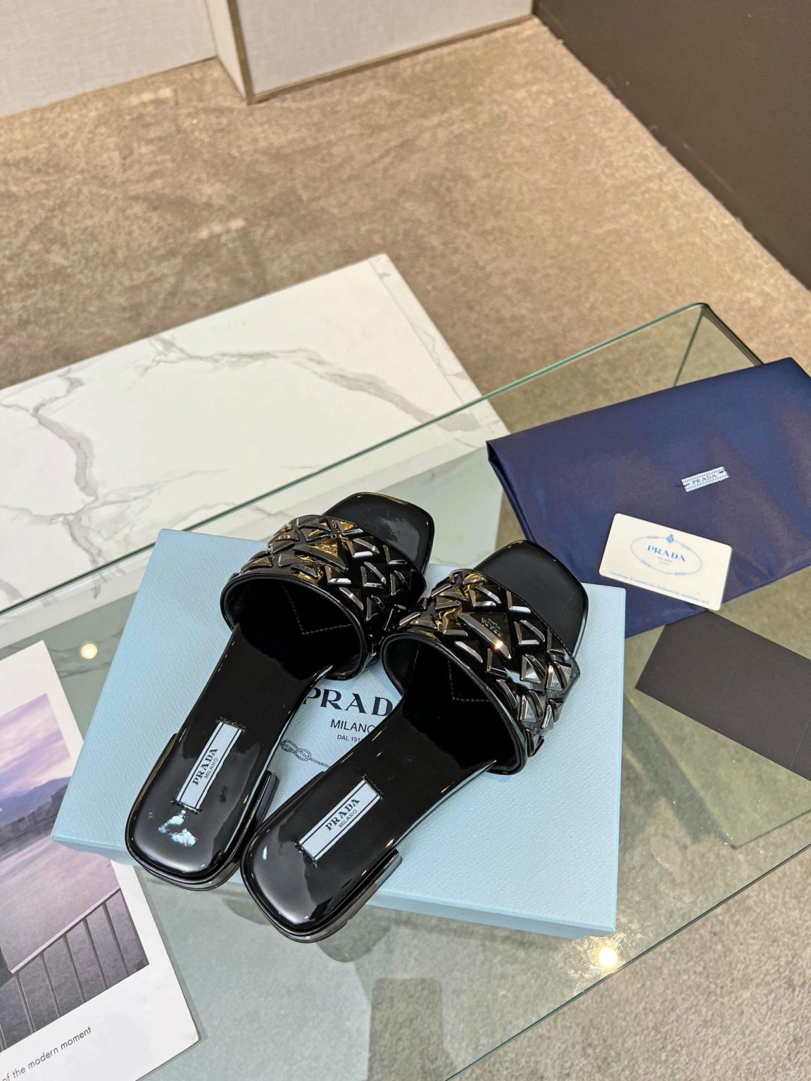 Prada Nappa Slides Black For Women