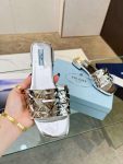 Prada Nappa Slides Silver For Women