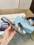 Prada Nappa Slides Silver For Women