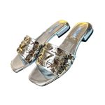 Prada Nappa Slides Silver For Women