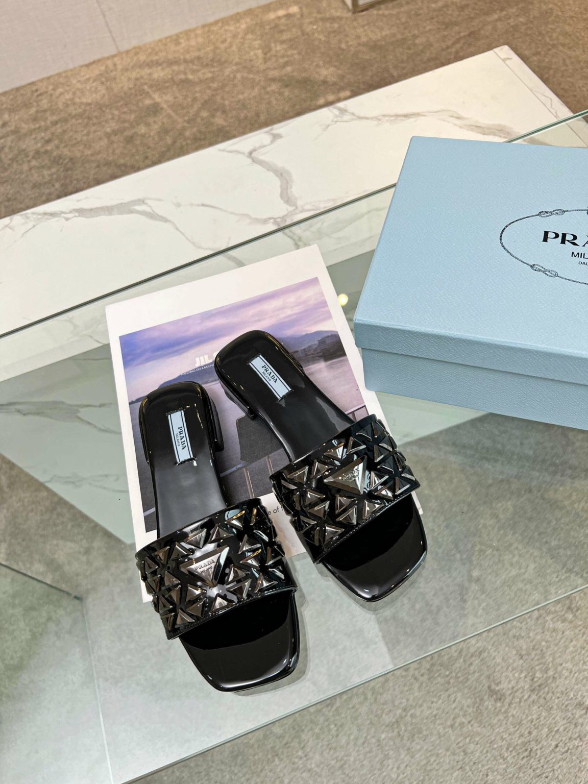 Prada Nappa Slides Black For Women