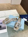 Prada Nappa Slides Silver For Women