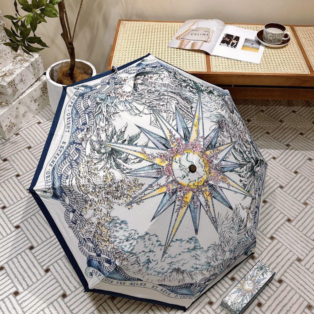 Dior Opening Folding Umbrella White