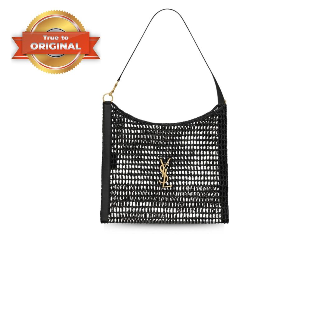 [True-to-ORIGINAL] Saint Laurent Oxalis Bag In Raffia Macramé Black For Women 15.7 Inches/ 40 Cm 781289GAAEA1000