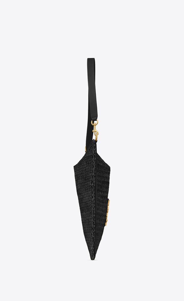 [True-to-ORIGINAL] Saint Laurent Oxalis Bag In Raffia Macramé Black For Women 15.7 Inches/ 40 Cm 781289GAAEA1000