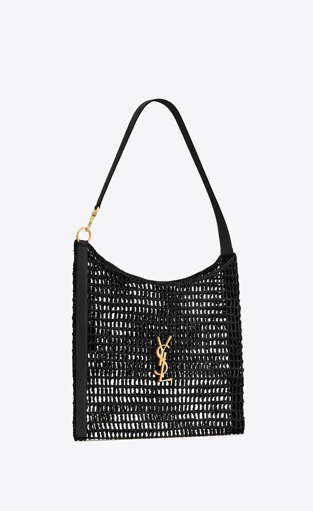 [True-to-ORIGINAL] Saint Laurent Oxalis Bag In Raffia Macramé Black For Women 15.7 Inches/ 40 Cm 781289GAAEA1000