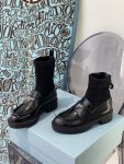 Prada Oxford Brushed Boots Black For Women