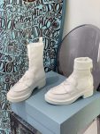 Prada Oxford Brushed Boots White For Women