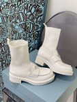 Prada Oxford Brushed Boots White For Women