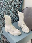 Prada Oxford Brushed Boots White For Women