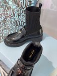 Prada Oxford Brushed Boots Black For Women