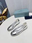 Prada Patent Ballerinas Silver For Women