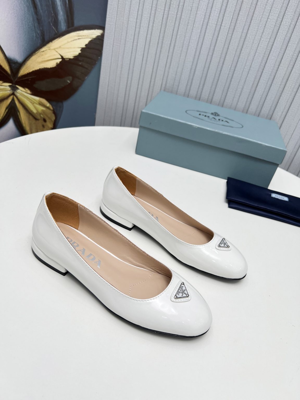 Prada Patent Ballerinas White For Women 1F200N_069_F0304_F_015