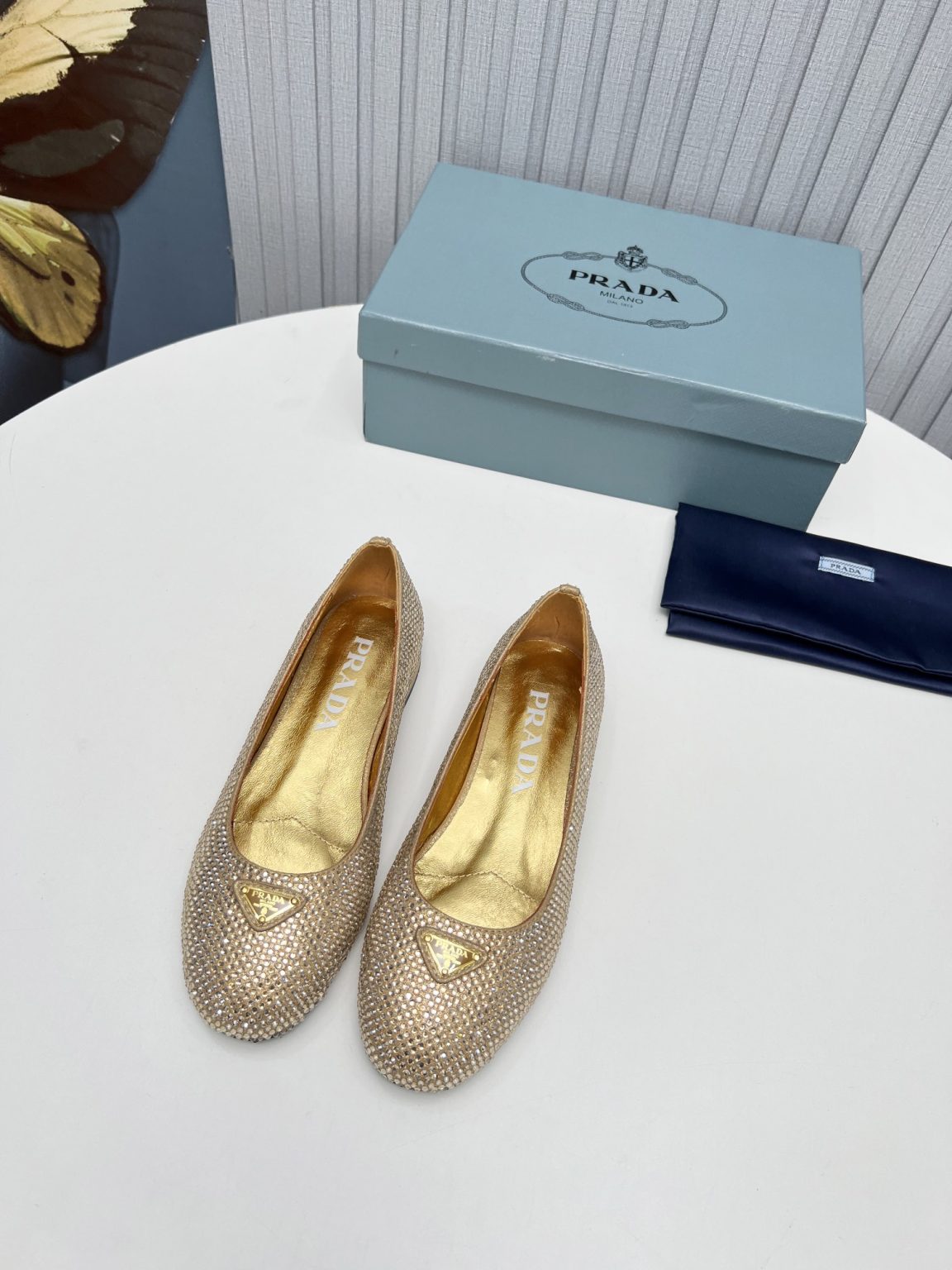 Prada Patent Ballerinas Gold For Women