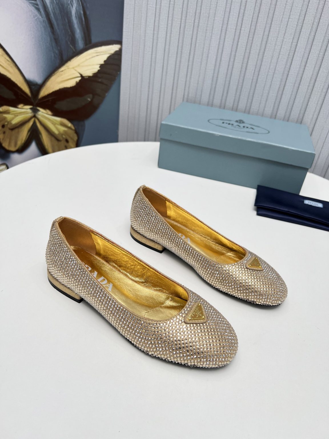 Prada Patent Ballerinas Gold For Women