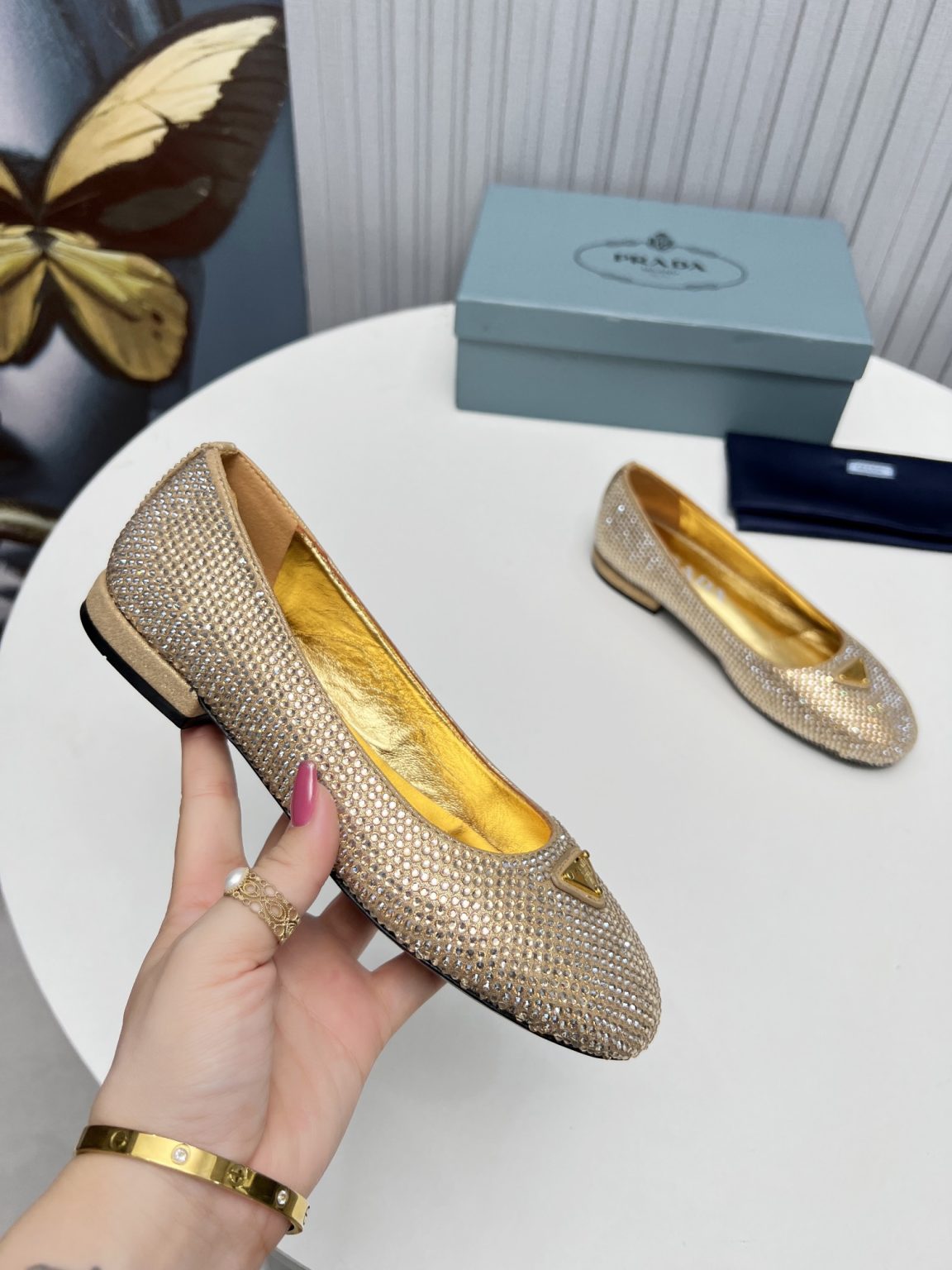 Prada Patent Ballerinas Gold For Women