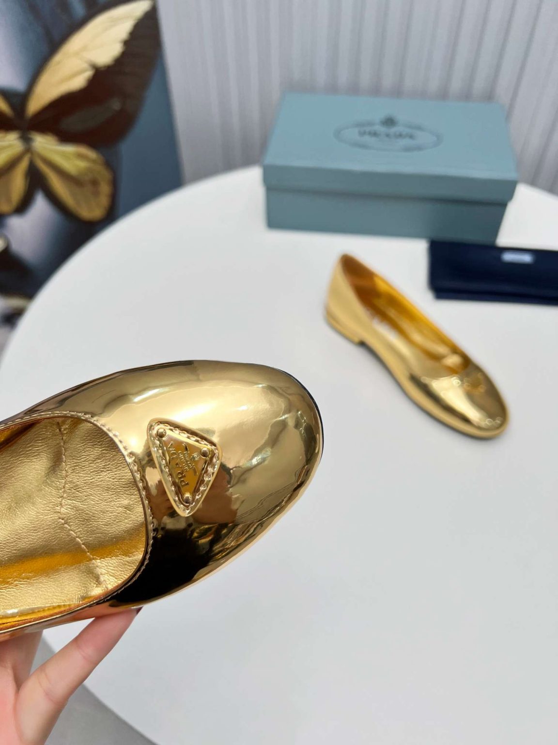 Prada Patent Ballerinas Gold For Women