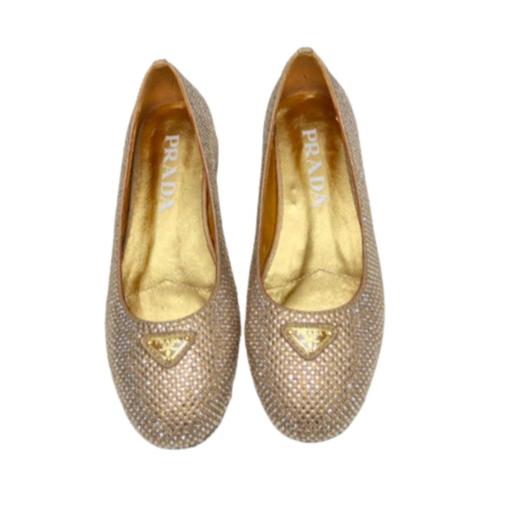 Prada Patent Ballerinas Gold For Women