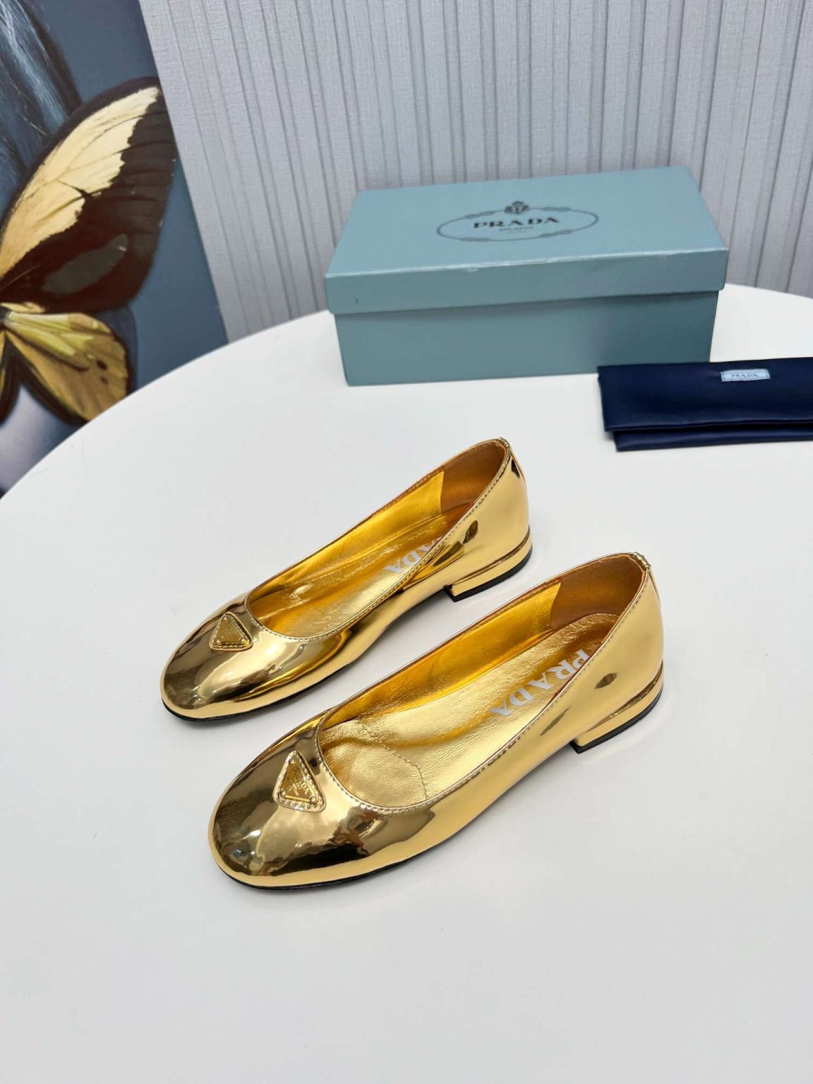 Prada Patent Ballerinas Gold For Women