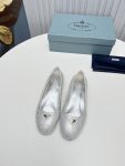 Prada Patent Ballerinas Silver For Women