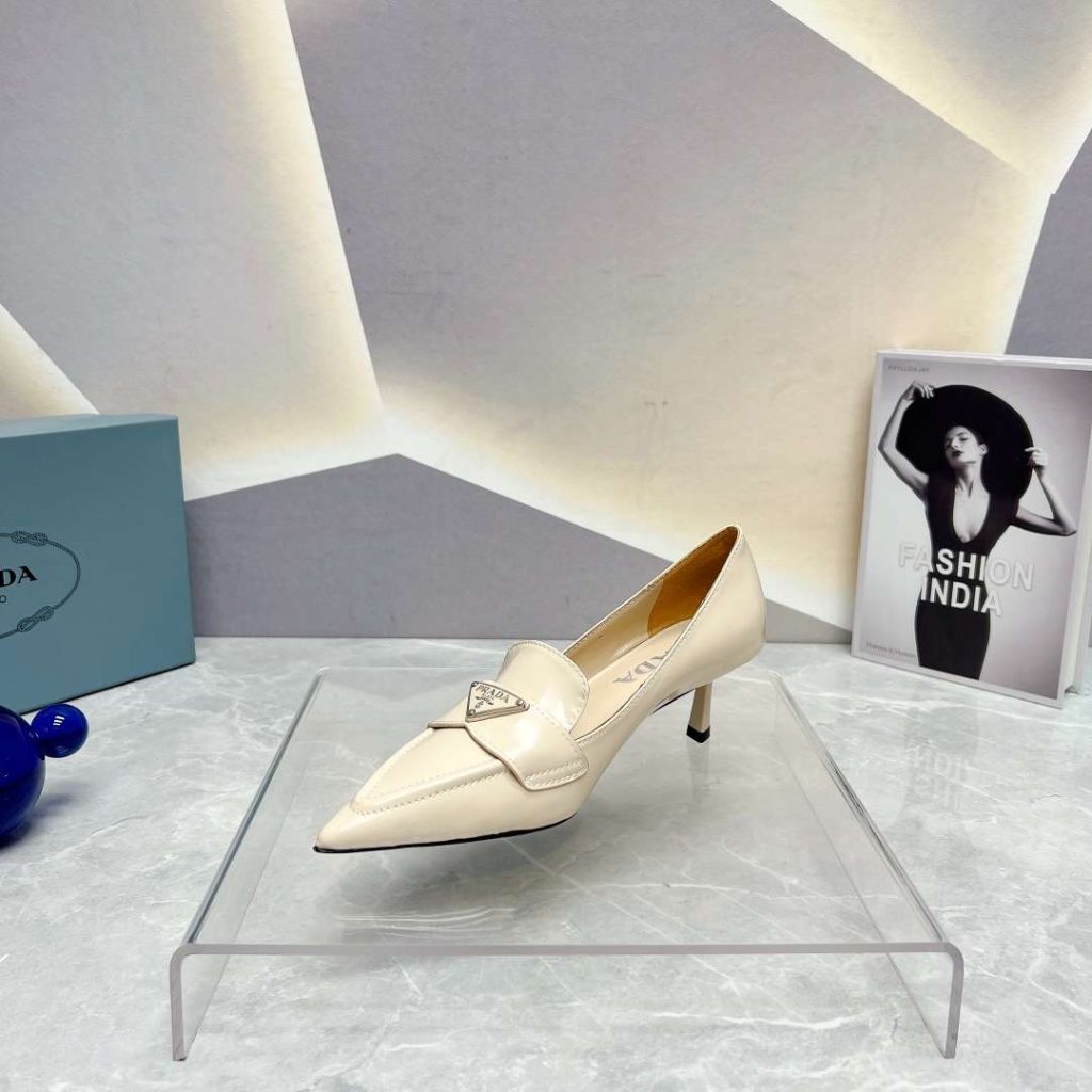 Prada Patent Pumps Cream For Women