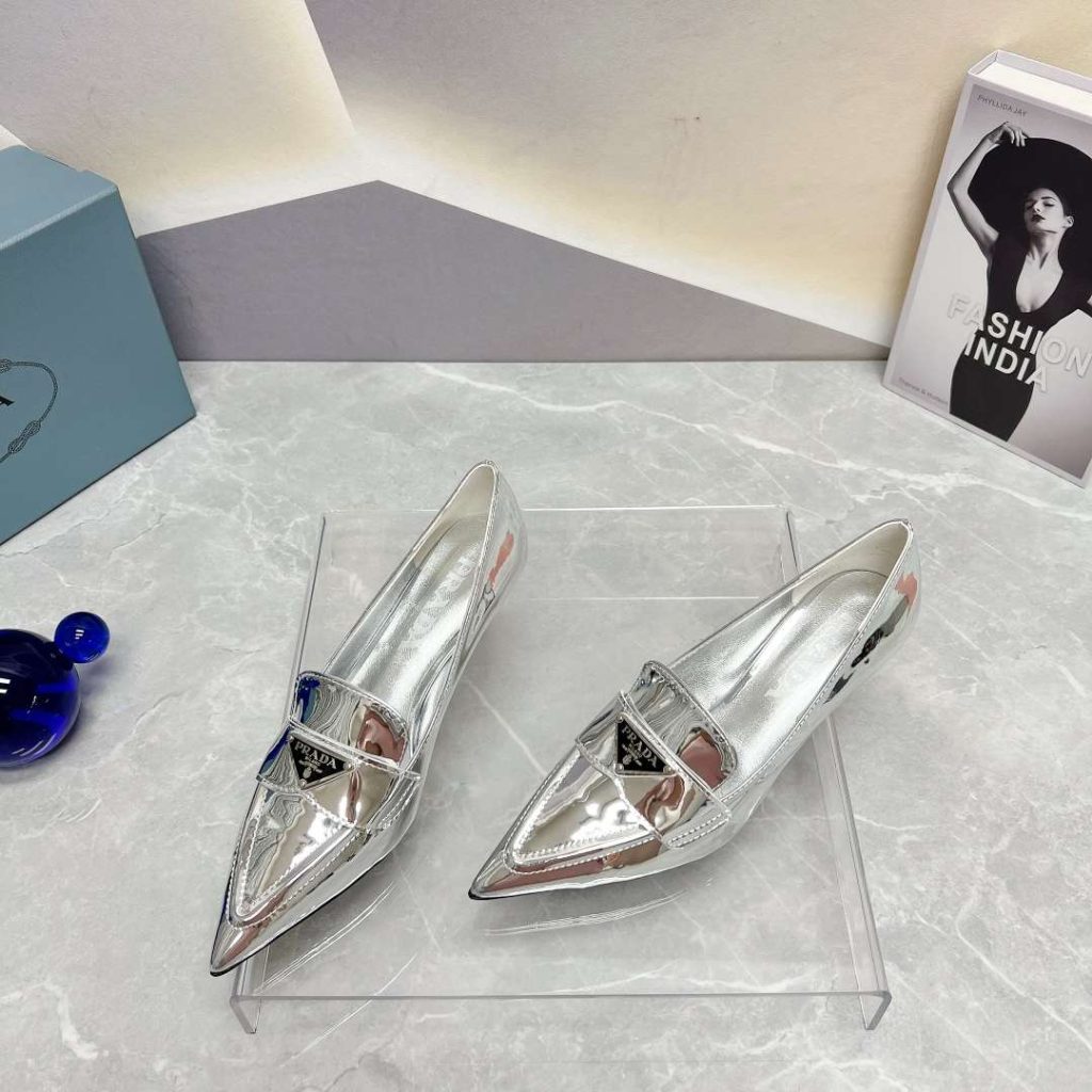 Prada Patent Pumps Silver For Women