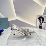 Prada Patent Pumps Silver For Women