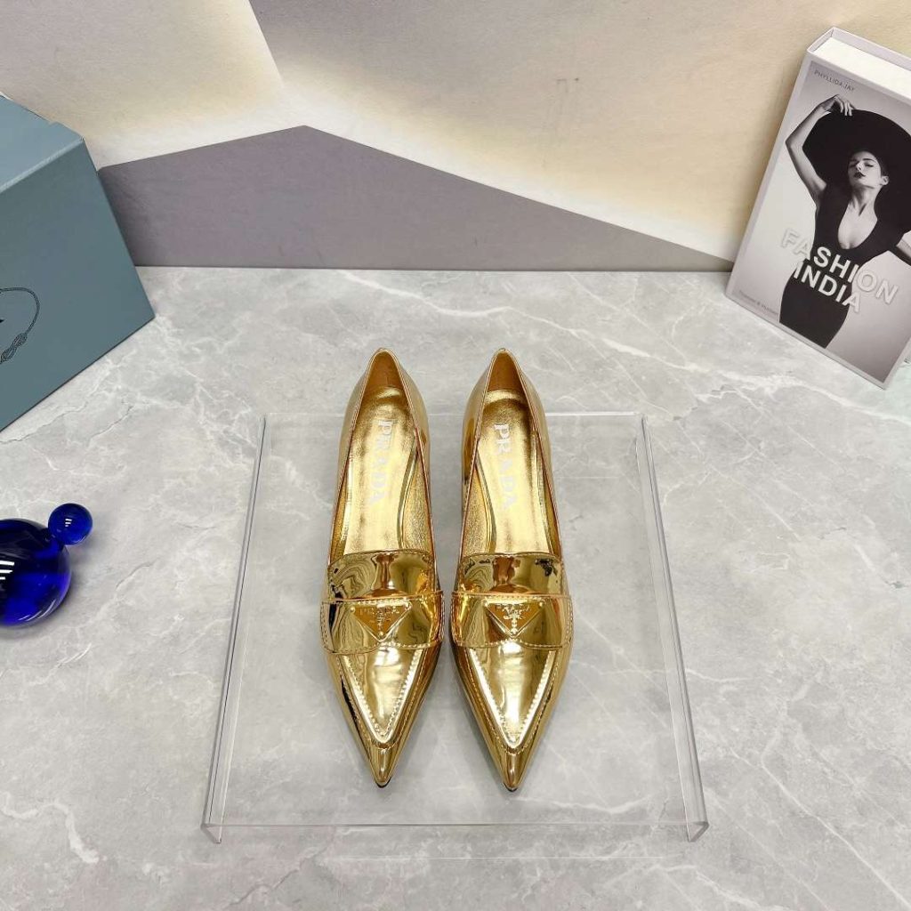 Prada Patent Pumps Gold For Women