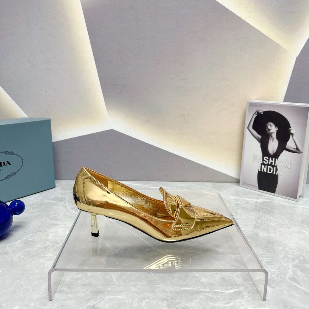 Prada Patent Pumps Gold For Women