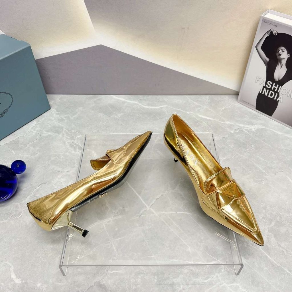 Prada Patent Pumps Gold For Women