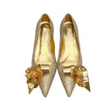 Prada Patent Pumps With Crystals Gold For Women