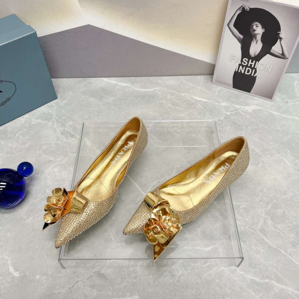 Prada Patent Pumps With Crystals Gold For Women