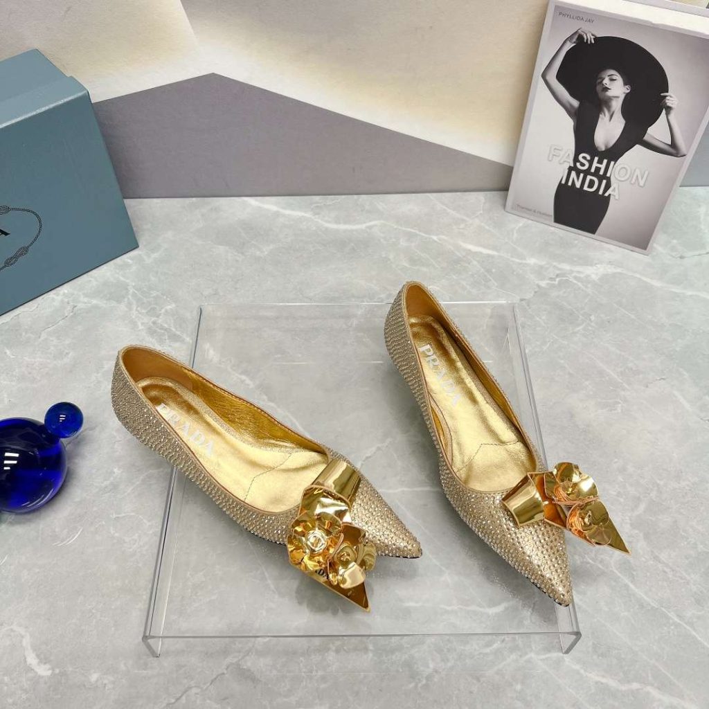 Prada Patent Pumps With Crystals Gold For Women