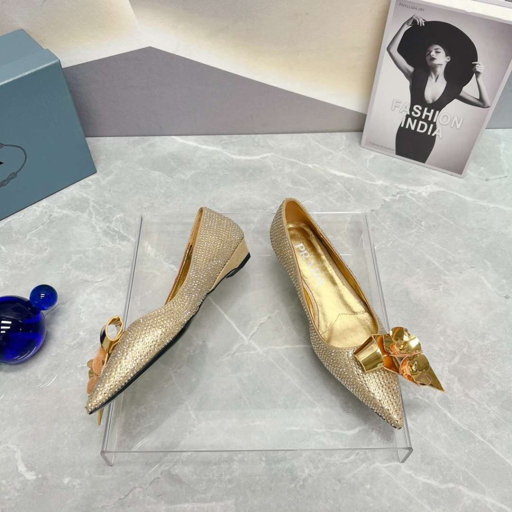 Prada Patent Pumps With Crystals Gold For Women