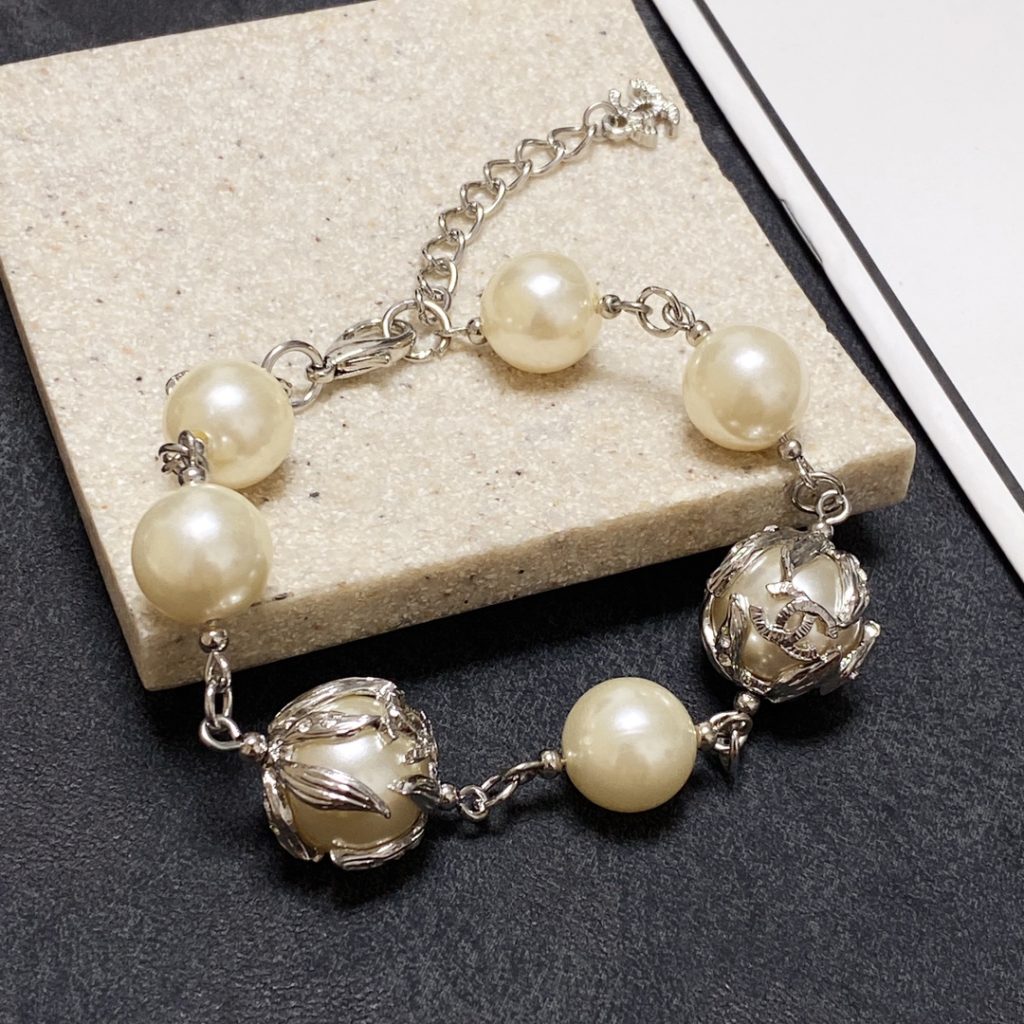 Chanel Pearl Bracelet Beige For Women