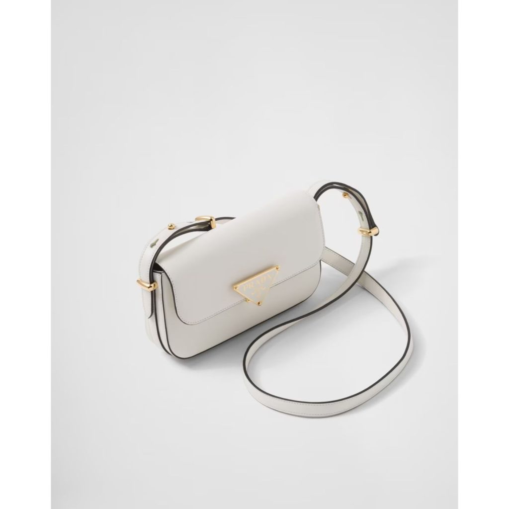 Prada Leather Shoulder White Bag For Women 1BD339_ASK_F0PG7_V_MTO- 20.5 Cm/ 8 Inches