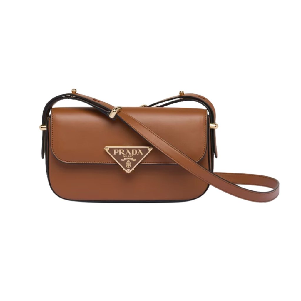 Prada Leather Shoulder Cognac Bag For Women 1BD339_ASK_F0XUG_V_MTO- 20.5 Cm/ 8 Inches